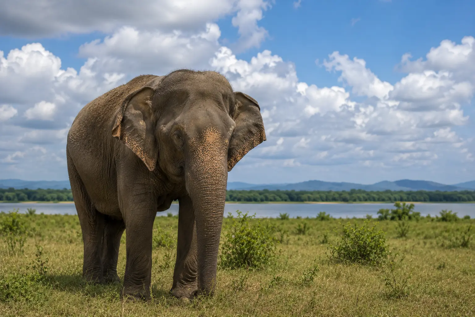 Elephant and landscape near Udawalawe